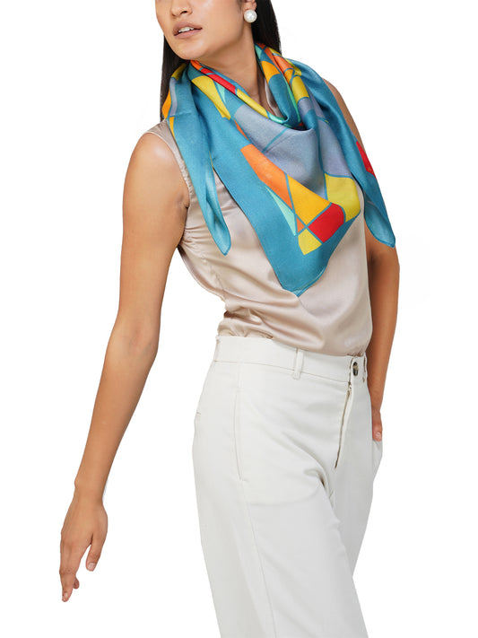 Jouy Teal Scarf