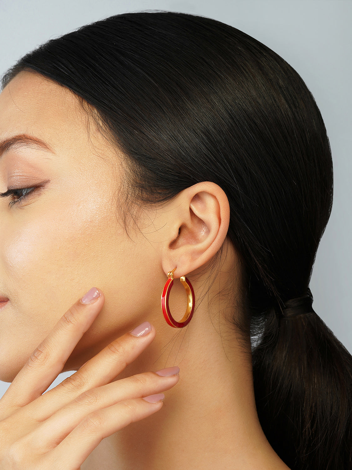 Red Gold Large Hoops