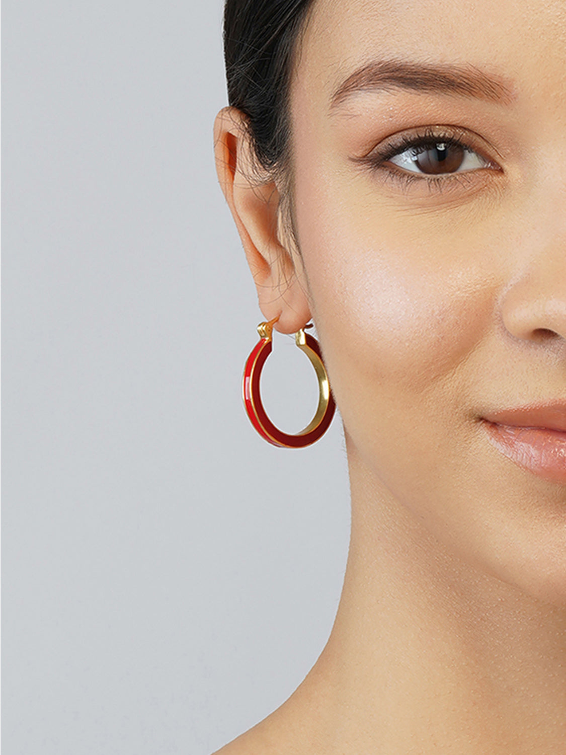 Red Gold Large Hoops