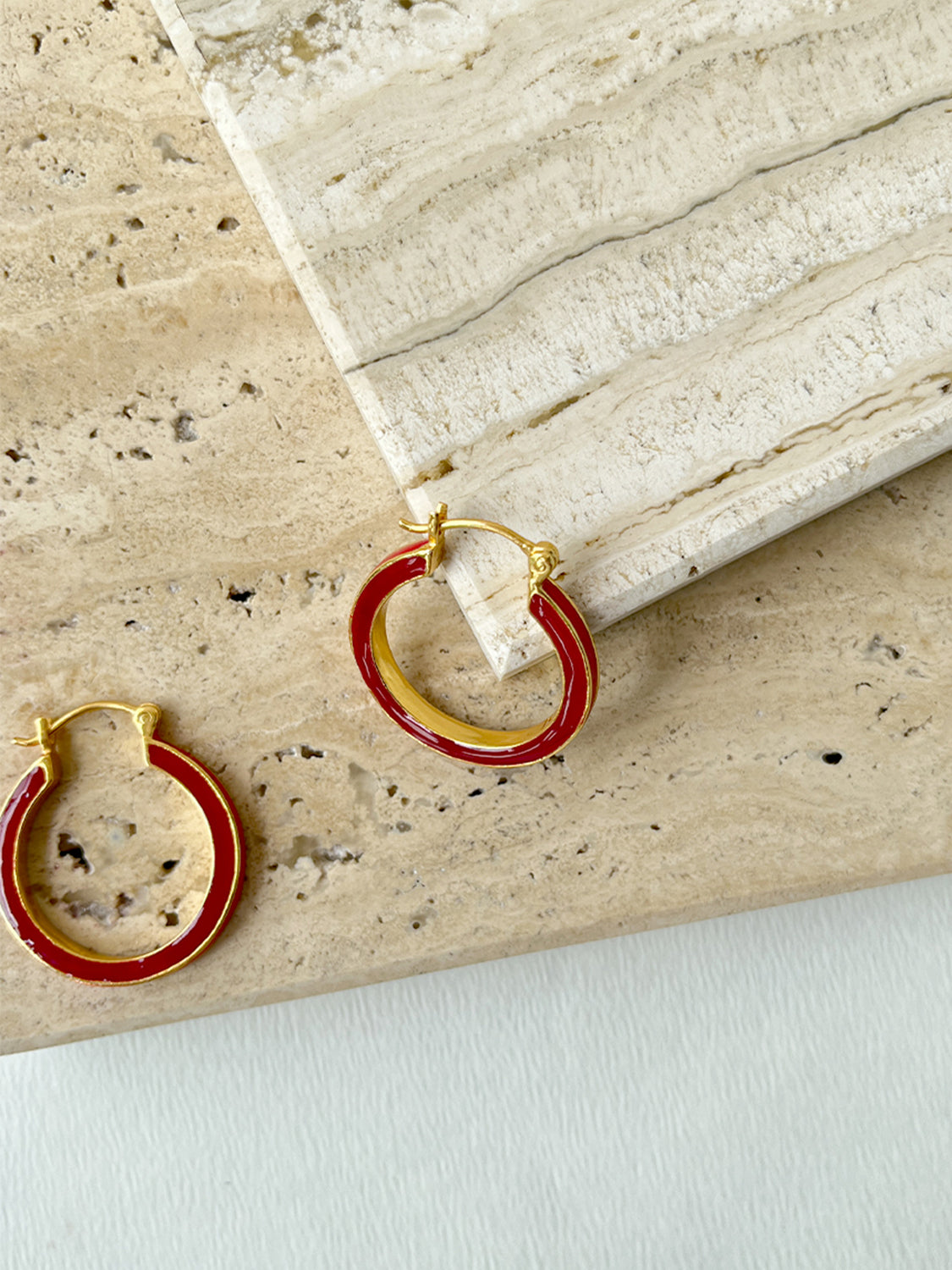 Red Gold Large Hoops