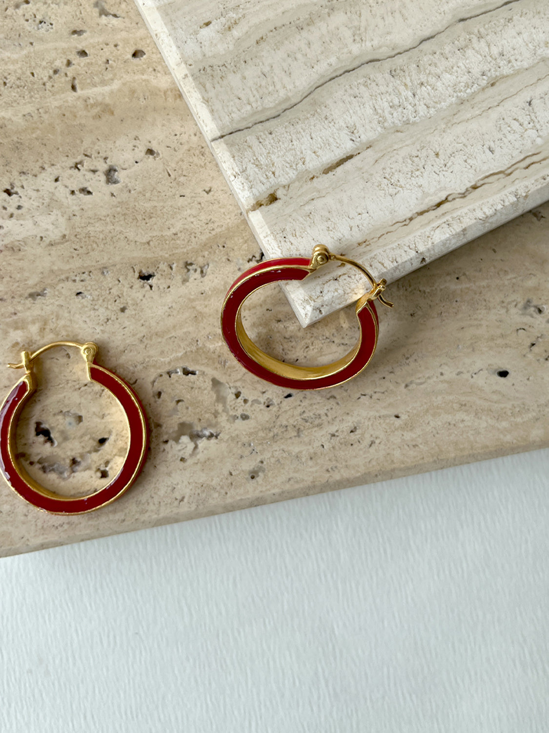 Red Gold Large Hoops