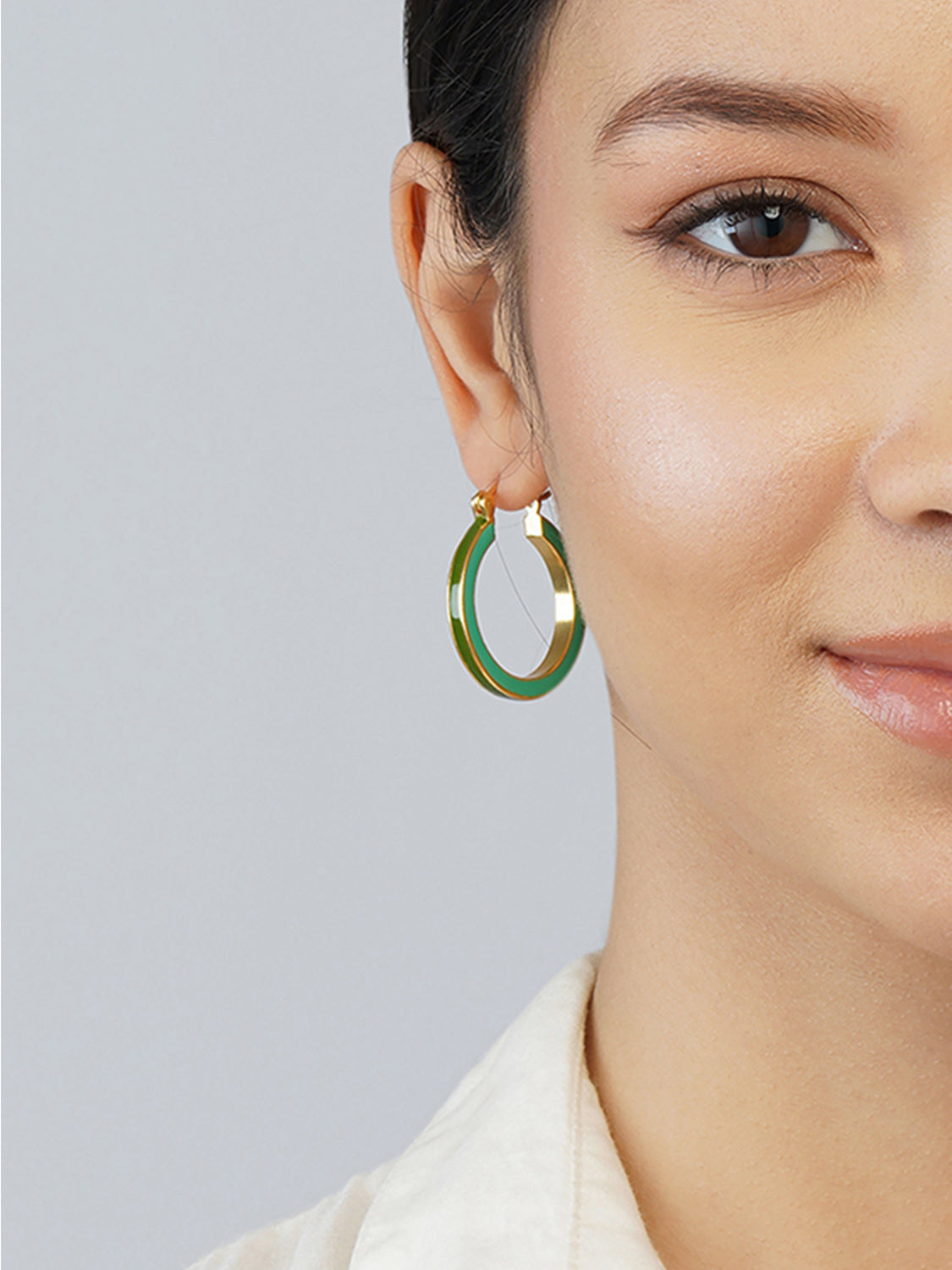 Teal Gold Large Hoops
