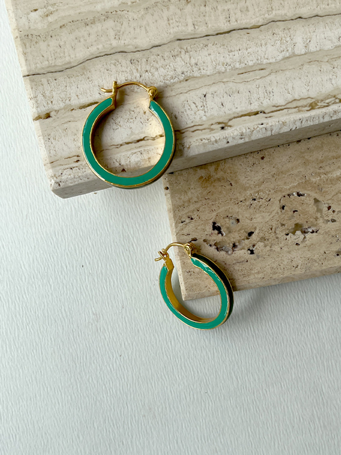 Teal Gold Large Hoops